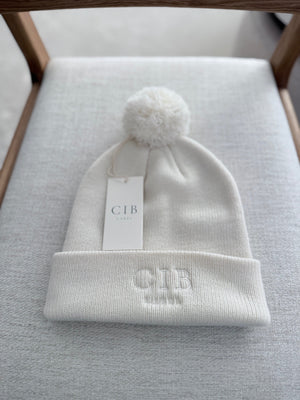Recycled Acrylic Pom Pom Beanie Natural