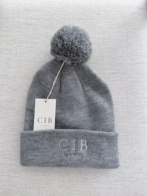 Recycled Acrylic Pom Pom Beanie Grey Marle