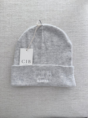 Tight-Knit Acrylic Beanie White Marle