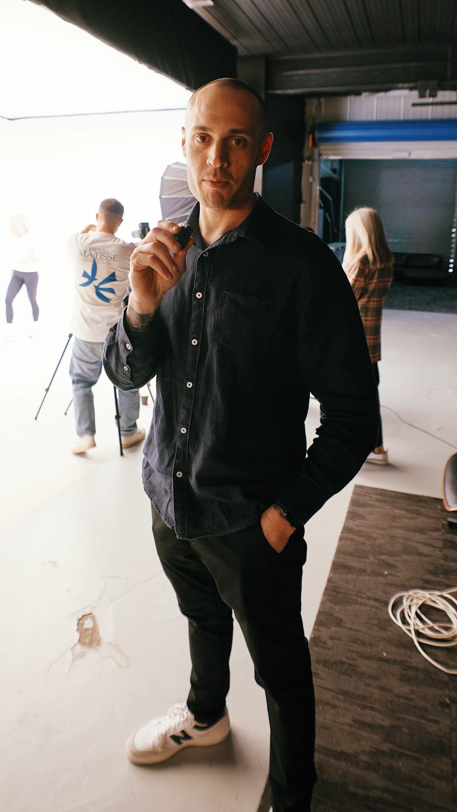 Mark Cardenzana on set at the Cib Label launch campaign shoot in Sydney