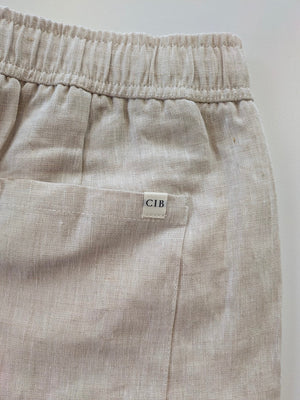 Pure Linen Shorts Natural, back pocket