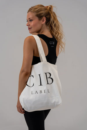 Canvas Shoulder Tote Natural, back view