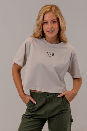 Combed Cotton Crop Tee Bone, front
