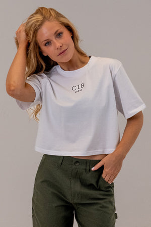 Combed Cotton Crop Tee White, front, view 4