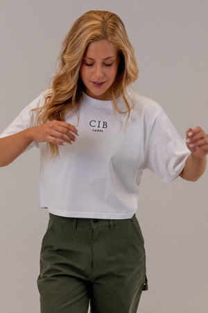 Combed Cotton Crop Tee White, front, view 5