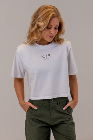 Combed Cotton Crop Tee White, front, view 6