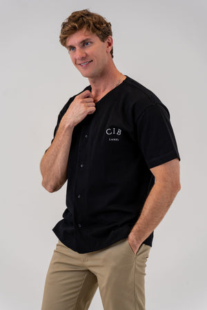 Cotton Baseball Jersey Black, front