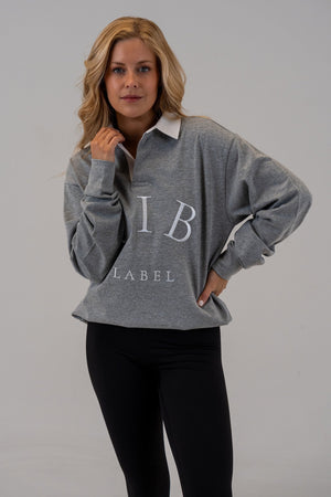 Cotton Rugby Jersey Grey Marle, front, alternate