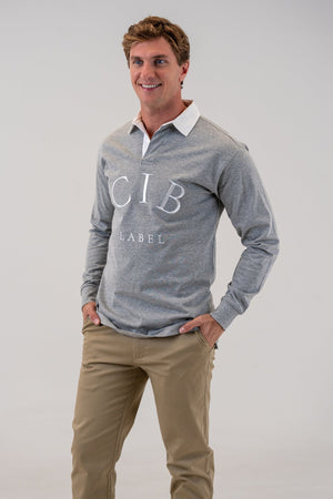 Cotton Rugby Jersey Grey Marle, front