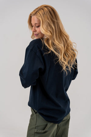 Cotton Rugby Jersey Navy, back view