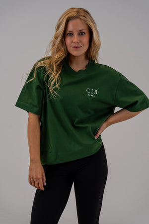 Heavyweight Cotton Box Tee Forest Green, front