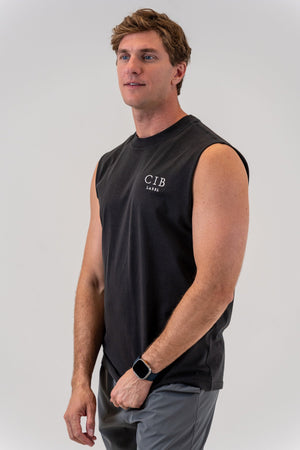 Heavyweight Cotton Tank Charcoal, front