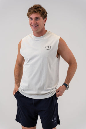 Heavyweight Cotton Tank Faded Bone, front