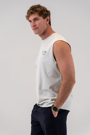Heavyweight Cotton Tank Faded Bone, side view