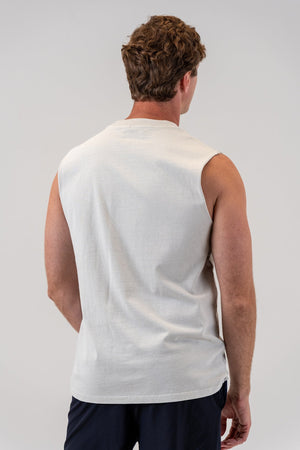 Heavyweight Cotton Tank Faded Bone, back view