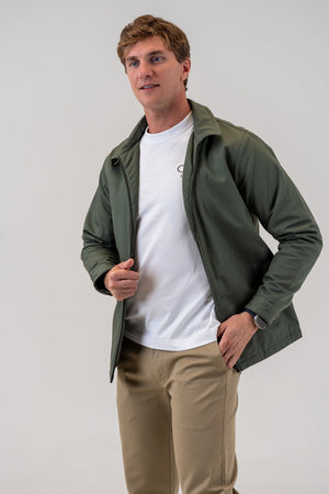 Men's Lined Cotton Jacket Olive, front, alternate