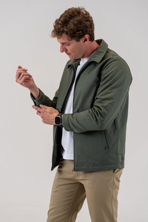 Men's Lined Cotton Jacket Olive, front, relaxed