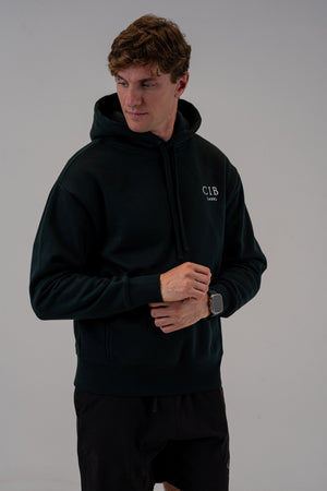 Men's Oversized 400gsm Hoodie Evergreen, front, relaxed
