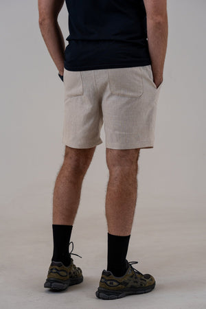 Pure Linen Shorts Natural, back view