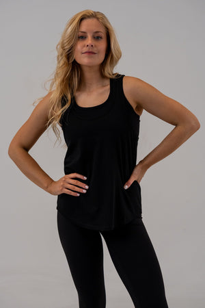 Racerback Active Tank Black, front