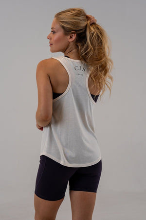Racerback Active Tank Natural, back view, alternate