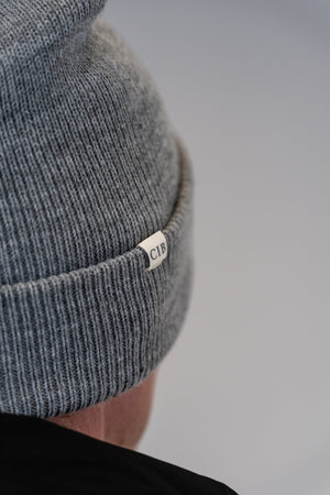 Recycled Acrylic Pom Pom Beanie Grey Marle, detail, alternate