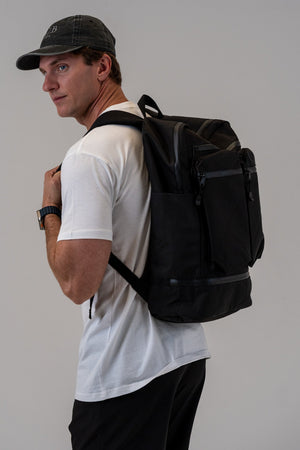 Recycled Travel Backpack Black, side view