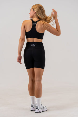 Slim High-Waisted Active Shorts Black, back view