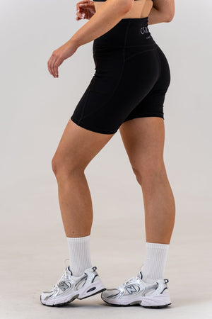 Slim High-Waisted Active Shorts Black, side view