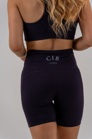 Slim High-Waisted Active Shorts Navy, back view
