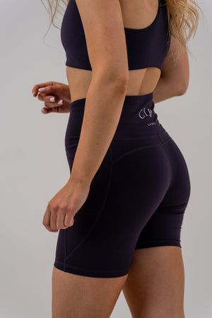 Slim High-Waisted Active Shorts Navy, side view