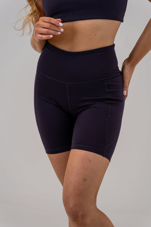 Slim High-Waisted Active Shorts Navy, front, view 3