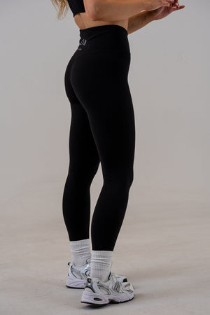 Slim High-Waisted Seamless Leggings Black, front, alternate