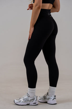 Slim High-Waisted Seamless Leggings Black, side view