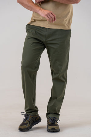 Straight-Leg Stretch Chinos Army, front