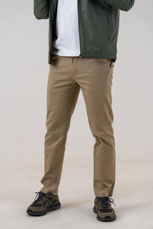 Straight-Leg Stretch Chinos Khaki, front