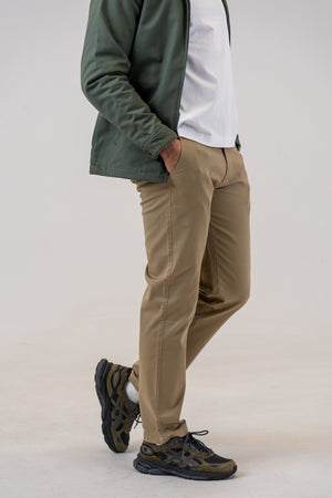 Straight-Leg Stretch Chinos Khaki, front