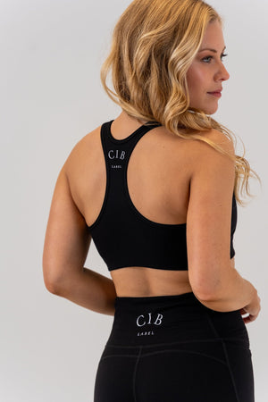 Structured Sports Bra Black, back view