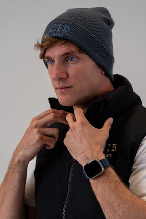 Tight-Knit Acrylic Beanie Navy, front