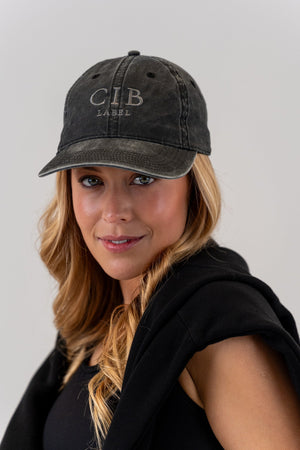 Washed Cotton Dad Cap Charcoal, close up, alternate