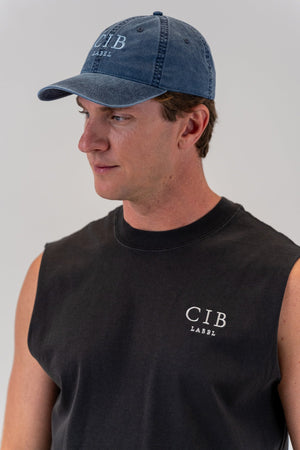 Washed Cotton Dad Cap Denim Blue, front