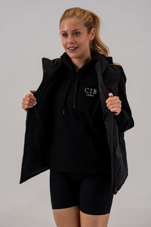 Women's 630-Fill Down Puffer Vest Black, front, open