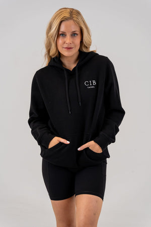 Women's Brushed Fleece Hoodie Black, front