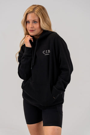 Women's Brushed Fleece Hoodie Black, front, view 4
