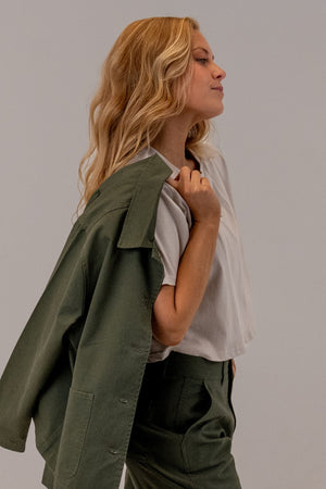 Women's Cotton Jacket Army, side view
