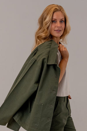 Women's Cotton Jacket Army, side detail