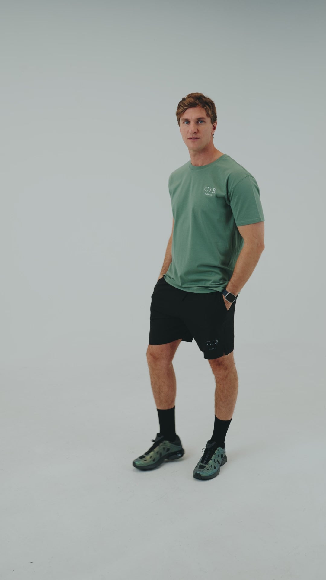 Combed Cotton Everyday Tee Sage with Lightweight Men's Active Shorts Black, video